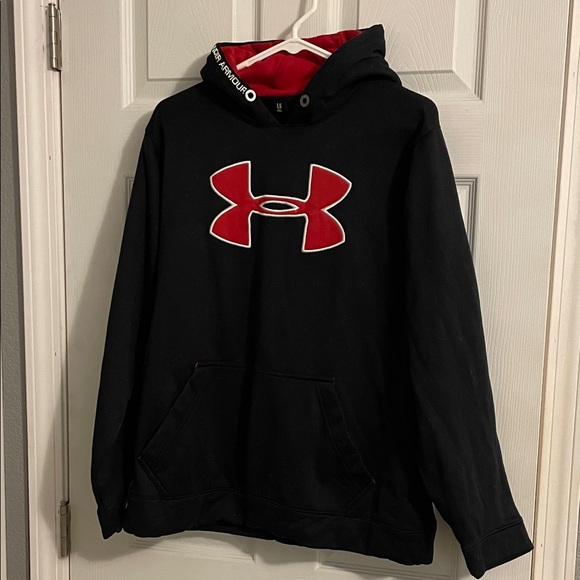 Under Armour Men's Black Sweatshirt with Red Logo - Picture 1 of 3
